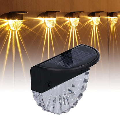 Solar Deck Lights, Polycrystalline Silicon Solar Fence Lights with 2 Lighting Modes for Outdoor Path Garden Balcony Garage Wall