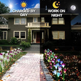 Solar Garden Stake Flower Lights Upgraded 2 Pack Outdoor Waterproof Solar Powered Lights Lily Flowers, 7 Colors | Lumora