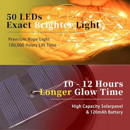 Solar Globe Lights Outdoor Waterproof, Cracked Glass Ball Orb Lights, Waterproof Globes for Garden Pathways, Patio Decor & Backyard Landscaping, Round Ornaments Orbs (Red-Yellow Flower)