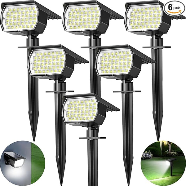 Solar Spot Lights Outdoor 6 Pack, [46 LED/3 Modes] Solar Landscape Spotlights Waterproof, 2-in-1 Auto On/Off Solar | Lumora