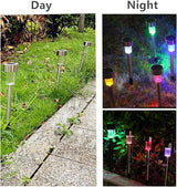10PCS Blue Outdoor Lights LED Steel Garden Solar Powered Landscape Light Lamp Yar Pathway Stake Lights | Lumora