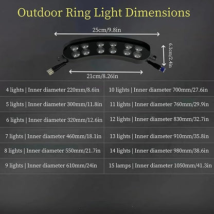 Outdoor Ring Tree Light - AC 24V Colored LED IP65 Waterproof Palm Tree Uplighting with Adjustable Tree Rings, Expandable Interlocking LED Uplighting or Downlight for Trees/Roman Columns(4 pack)
