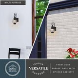 VAXCEL 2-Pack Chatham 13.5 in. H 1-Light Textured Black Coastal Outdoor Wall Sconce Made of Durable Steel, Clear | Lumora