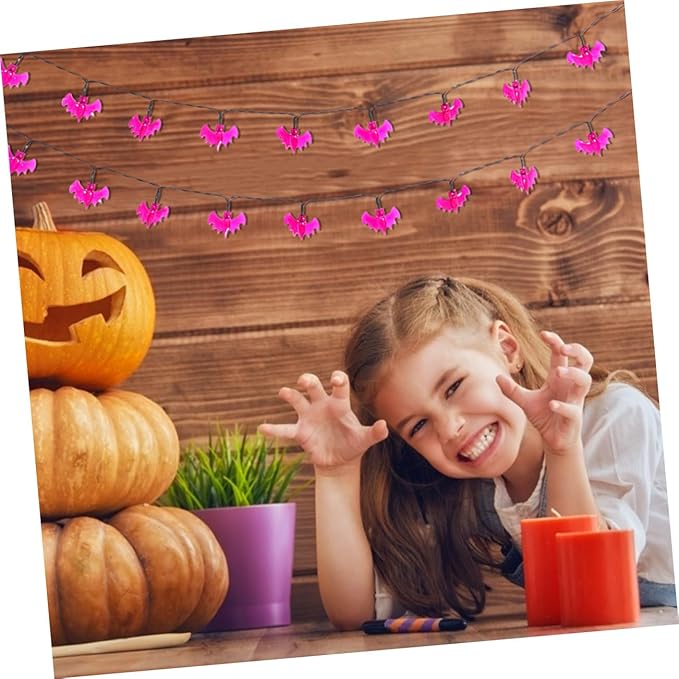 Garneck Solar Purple Bat String Lights Decorative Lights for Halloween for Outdoor Bar