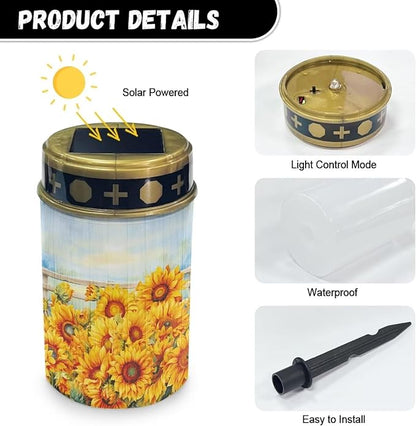 Sunflower Solar Garden Light Dustproof Waterproof Solar Light for Garden Yard Decorative Solar Light Landscape Path Light LED Solar Lights Outdoor Cemetery Decorations for Grave