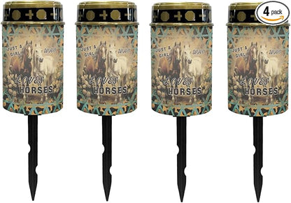 Vintage Aztec Horse Solar Lights Outdoor Waterproof Horse Solar Lantern Stake Lights Solar Pathway Lights for Outside Flameless Solar String Lights,Wall Light Auto On/Off