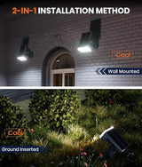 2-Pack Solar Lights Outdoor Waterproof IP67, 3 Color Modes (Warm/Cool White & Hybrid) with 3 Lighting Modes, 105° | Lumora