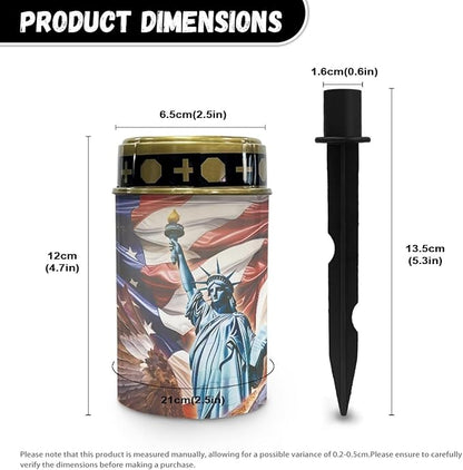 American Flag Solar Outdoor Lights, Statue of Liberty Waterproof Solar Pathway Lights,Auto On/Off Solar Lights, Cemetery Lights for Grave