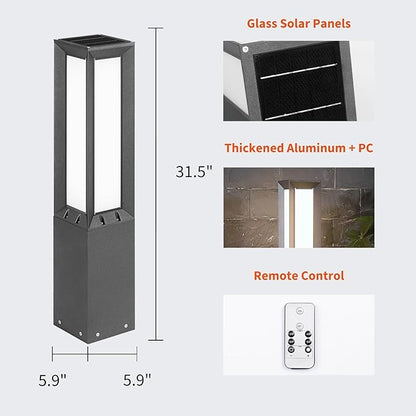 Solar Pathway Lights Outdoor, 31.5" Solar Bollard Light Outdoor, IP65 Waterproof Landscape Path Lights, 3000K LED Driveway Light, Modern Commercial Pathway Lighting for Walkway Garden Lawn Patio