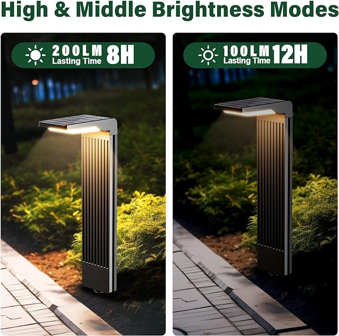 Solar Pathway Lights Outdoor 4Pack, Bright 60LED Solar Path Lights Outside Waterproof, Warm & Cool Walkway Lights Solar Powered, Landscape Light for Driveway Lawn Patio Garden Yard