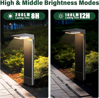Solar Pathway Lights Outdoor 4Pack, Bright 60LED Solar Path Lights Outside Waterproof, Warm & Cool Walkway Lights Solar Powered, Landscape Light for Driveway Lawn Patio Garden Yard