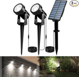 T-SUNUS Christmas Solar Spot Lights Outdoor White 6000K IP65 Waterproof 2-in-1 Landscape Spotlights, 9.8ft Cable | Lumora