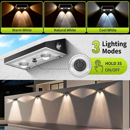 Solar Fence Lights Outdoor 12 Pack 3CCT Warm White Cool White 3-Way Solar Deck Lights IP65 Waterproof Fence Light for Outside Stairs Backyard