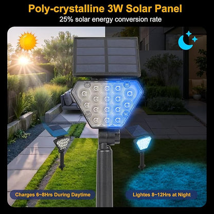 T-SUN Solar Lights Outdoor Waterproof IP65, 12 Pack LED Solar Spot Lights Color Changing IP65 Waterproof Smart Auto On/Off for Outside Landscape Garden Yard Lawn Pathway Patio Driveway
