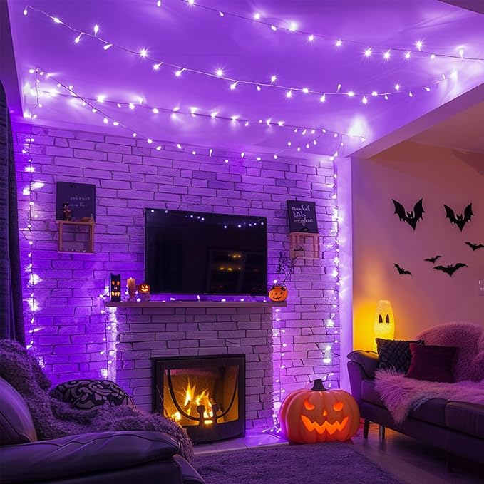 JMEXSUSS 400 LED Purple Christmas Lights Indoor Outdoor, 132 ft String Lights Plug in with Remote, 8 Modes Purple Christmas Tree Lights for Garden Patio Party Christmas Decoration