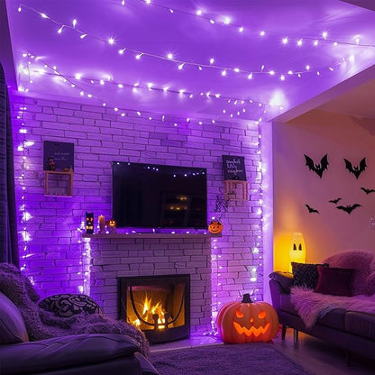 JMEXSUSS 400 LED Purple Christmas Lights Indoor Outdoor, 132 ft String Lights Plug in with Remote, 8 Modes Purple Christmas Tree Lights for Garden Patio Party Christmas Decoration