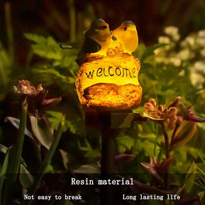 Solar Decor Lights, Welcome Birds Solar Powered Outdoor Garden Light, Resin Animal LED Lights with Stake, Waterproof Solar Stake Lights Decoration for Patio Yard Art Garden Lawn (Yellow)