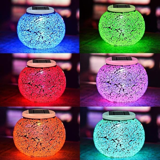 Aukora Color Changing Solar Powered Glass Ball Garden Lights, Table Lamps Waterproof Night Light for Patio, Bar | Lumora