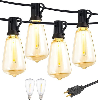 Auroraworld 25 FT Outdoor String Lights with 14 Shatterproof LED Bulbs, Waterproof Patio Lights for Yard, Party & Wedding
