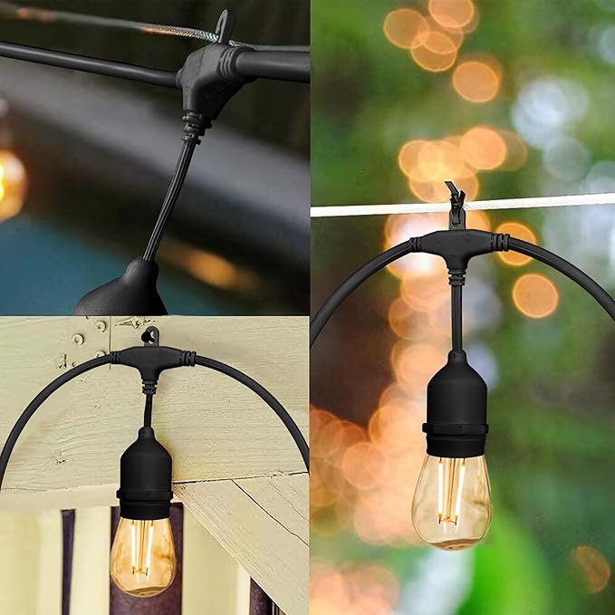 Banord Outdoor String Lights Commercial Grade 96ft Waterproof with 30 S14 Shatterproof Dimmable LED Bulbs, Heavy | Lumora