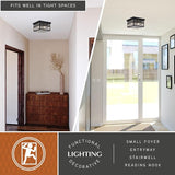 VAXCEL Mission Bronze Square Outdoor Flush Mount Ceiling Light Clear Glass | Lumora