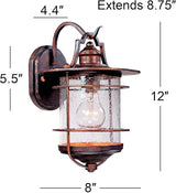 Franklin Iron Works Casa Mirada Rustic Industrial Outdoor Wall Light Fixture Vintage Bronze Metal 12" Clear Seedy | Lumora