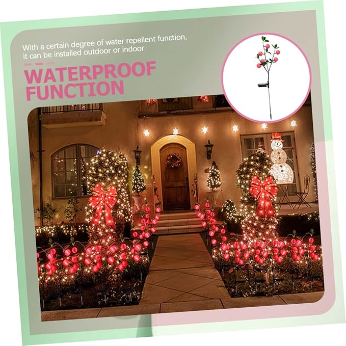 2pcs Outdoor Solar Path Lights Garden Stake Lights Automatic Night Dawn-Off Apple Shape Ground Stake Lamp Landscape Decor Led