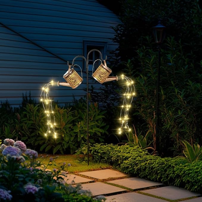 Solar Watering Can Lights Outdoor Garden Decor, Waterproof Landscape Light One Pole Two Lights Outside Decorations for Lawn Backyard Patio Chrismas Gardening Gifts