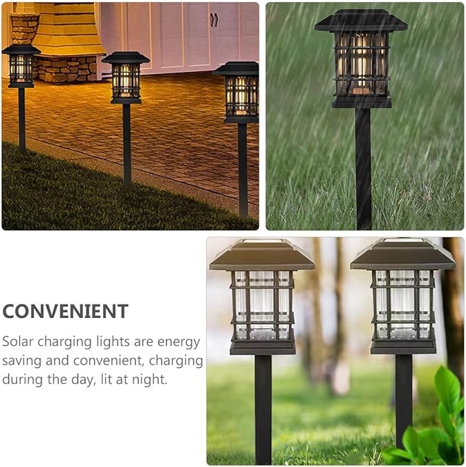 NUOBESTY 4pcs Solar Pathway Lights Outdoor Waterproof Yard Lawn Landscape Lighting Warm White Solar Garden Lights for Patio Walkway Decoration