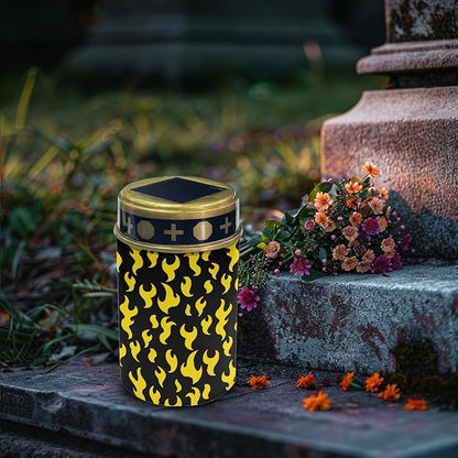 Yellow Fire Solar Garden Lights Outdoor Pathway Lights Solar Powered Fairy Lights Flameless Lights Landscape Decoration Lighting for Yard Pation Walkway Lights