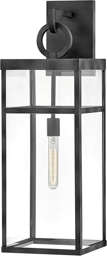 Hinkley Porter Collection One Light Extra Large Outdoor Wall Mount Lantern, Aged Zinc