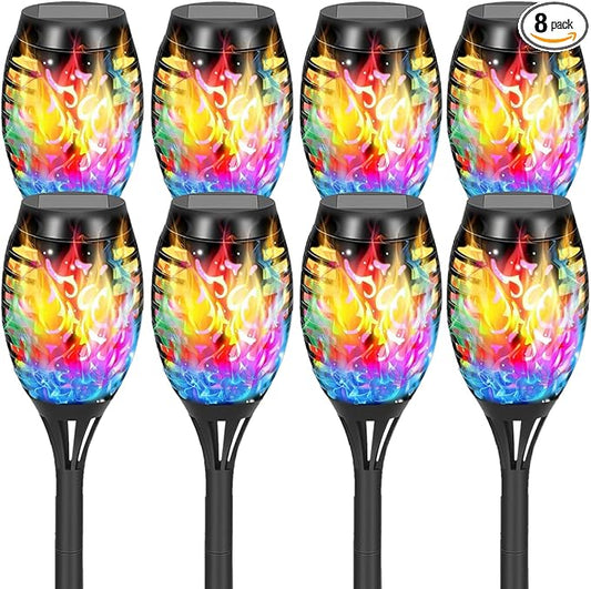 Solar Lights Outdoor, Solar Torch Lights with Flickering Flame,Waterproof Outdoor Garden Lights for Outside Patio Pathway Yard Decorations(6/8/1-/12/16/18/24, Multicolor) (8)