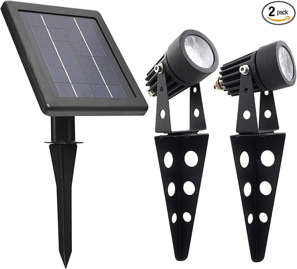 MINI 50X Twin Solar-Powered Cast Aluminium Warm White LED Spotlight 60-100 Lumen Per Light Fixture for Outdoor | Lumora