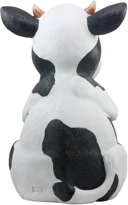 Ebros Gift Country Animal Farm Whimsical Bovine Holstein Mama Cow Statue with Solar LED Lantern Light Betty Sue Garden Decor Path Lighter Night Light Sculpture