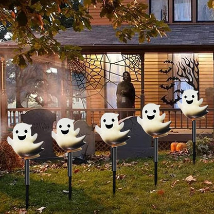 Solar Halloween Ghost Pathway Lights Lighted Outdoor Stake Decorations Waterproof LED Yard and Garden Lights for Halloween Pathway LawnPatio and Holiday Decor