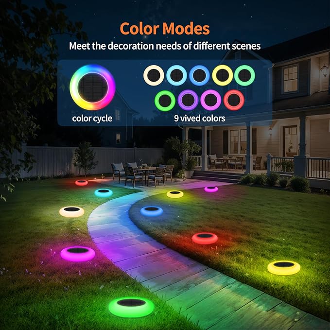 intelamp Solar Lights Outdoor Waterproof, 6Pack Color Changing Solar Lights Remote Control Pathway Light for Yard | Lumora