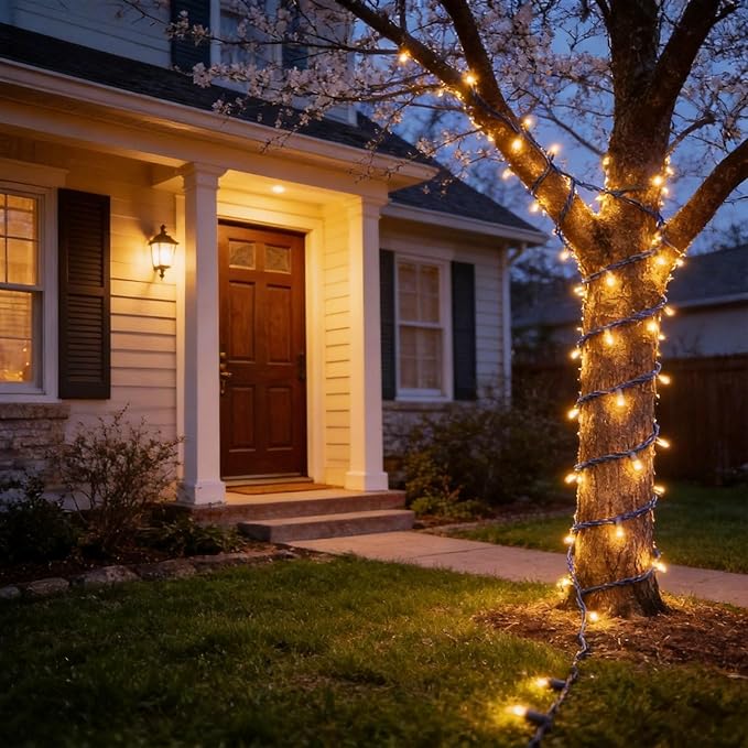 150 LED Warm White Christmas Lights, UL Certified 22# Green Wire 50 Ft, Commercial Grade Decorative Lighting | Lumora