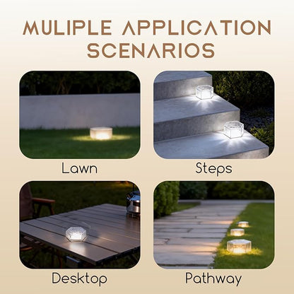 Wokyo Solar Brick Paver Lights Solar Light Outdoor Waterproof Patio Brick Lights LED Rock Light 4 Packs for Patio, Yard, Walkway, Pathway Decor 3.8x3.8 inch (Honeycomb-Cold White)