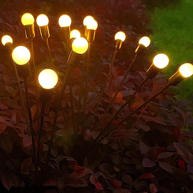 Solar Garden Lights Solar LED String Lights Firefly Solar Lights Outdoor Waterproof Firefly Solar Pathway Lights, Solar Stake Lights Outdoor Garden Decoration Garland Lights Camping Lights Solar Light