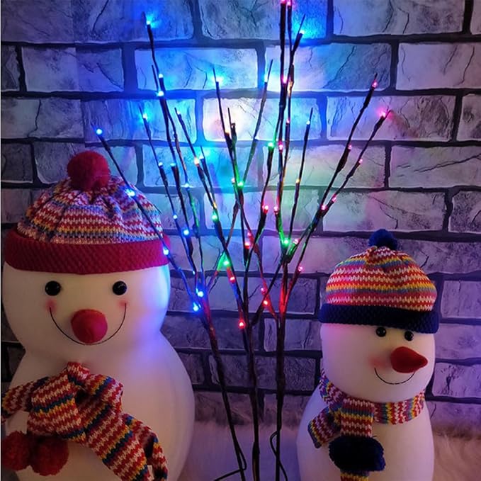 VICASKY 60led Lighted Branches Twig Lights Tree Branch Up Led Twigs Plug in Christmas Weeping Willow Design Will Solar Powered Artificial 82. 00x8. 00x6. 00cm Colorful