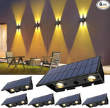 Solar Fence Lights,6Pack Warm White Up & Down Solar Wall Lights Waterproof 100 Lumens Dusk to - Outdoor Path Light | Lumora