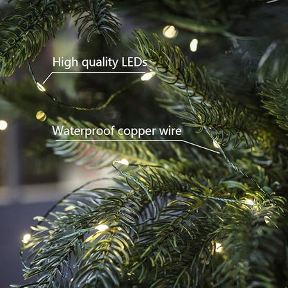 Green Wire Fairy Lights Plug in 200FT High Bright 600 LED Waterproof LED String Lights with Remote Warm White for Christmas Tree, Patio, Garden, Backyard