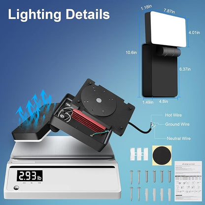 ledmo 60W LED Outdoor Wall Light Switch Control 360° Rotatable Head with 180° Tilt Modern Commercial Security Lights Exterior Rotate Freely Patio Lighting 5000k IP66 for Porch/Yard/Barn，8 Pack