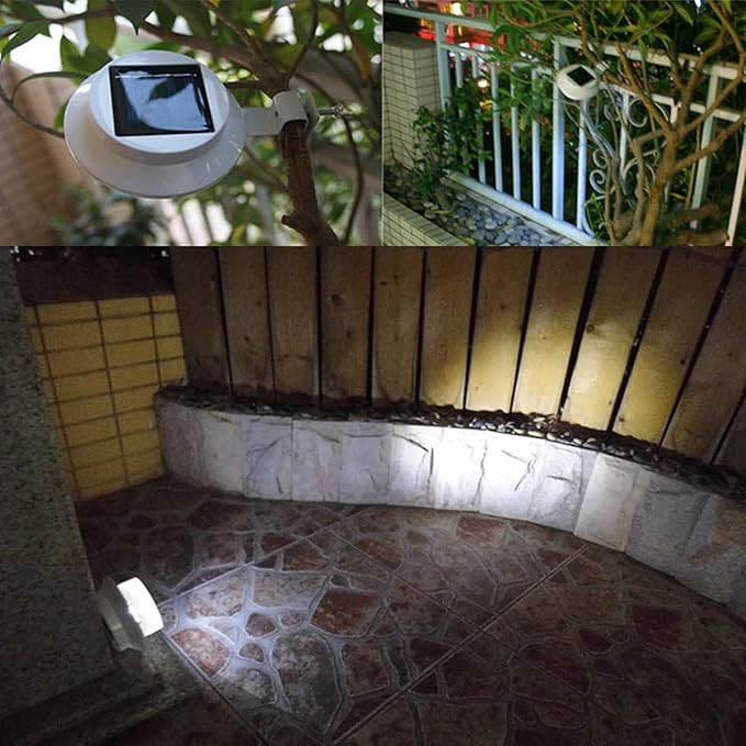 White Solar Powered Gutter Lights, Solar Gutter Lights Outdoor Decorative Waterproof Led Fence Lamp for Lighting Railing Outside Wall Deck Garden Path Backyard Sidewalk Yard Patio
