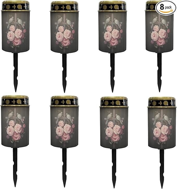 Solar Flameless Lights Outdoor Solar Lights Waterproof Solar Powered Fairy Lights for Outside Solar Cross for Cemetery Landscape Lighting Pathway Lights Lantern Solar Walkway Lights Outdoor