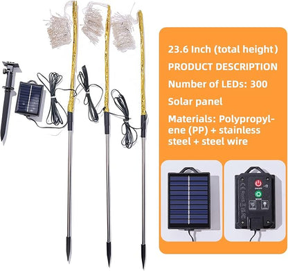 Outdoor Solar Garden Lights, 300 LED Multicolor Fairy Lights, Waterproof Outdoor Decoration, 23.6 Inch Willow Tree Lights for Garden, Patio, Path, Party, Christmas. (Warm White)