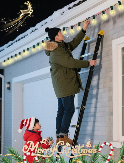 25Ft Clear Chritsmas Lights Outdoor, C7 Vintage String Lights with 27 Clear Incandescent Bulbs, Hanging Patio Lights for Porch Roofline Christmas Tree Garden Pathway Indoor Decor