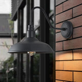14in Outdoor Gooseneck Light Fixture for Porch, Large Exterior Barn Light with Wall Mount, Black Industrial | Lumora