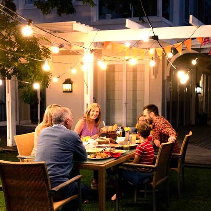 100FT G40 Outdoor String Lights with 100 Glass Edison Bulbs (4 Spare), 4W E12 Base Warm Yellow Globe Patio Lights | Lumora
