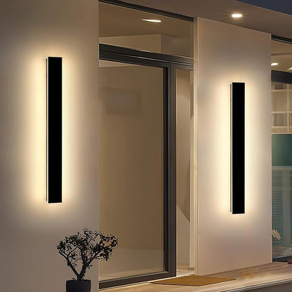 Mikeru 31.4inch Long LED Wall Light Fixtures, 10%-100% Dimmable Black Exterior Wall Sconces, 3000k-6000k Acrylic Invisible Exterior Wall Light for Porch Modern Outdoor Wall Mount Lighting